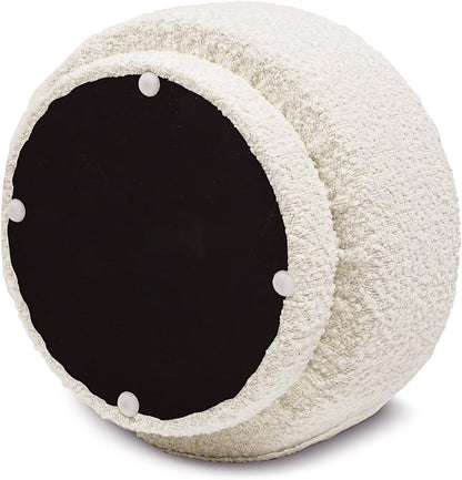15" Small Foot Stool Ottoman Cute Foot Rest Round Mushroom Ottomans Modern Boucle Footstool Shoe Stool for Couch for Living Room Bedroom Entrance Beige