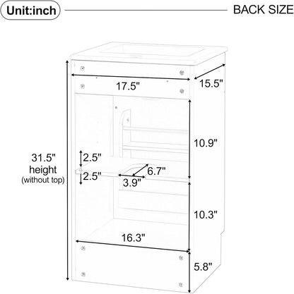 JIVOIT 18" Bathroom Vanity with Ceramic Sink, Vanity Cabinet with Door Shelf& Storage Rack & Adjustable Shelf, Soft Closing Door, Single Vanity Set for Small Bathroom