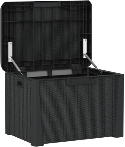 Anthracite Garden Storage Box 125L Polypropylene Medium Outdoor Patio Seat with Cushion for Tools and Cushions