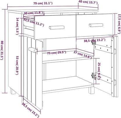 White Solid Pine Wood Sideboard with Matte Finish, 31.1 x 15.7 x 31.5 Inches, Modern Storage Cabinet for Living Room Dining Room, 4 Drawers and Spacious Surface, Durable