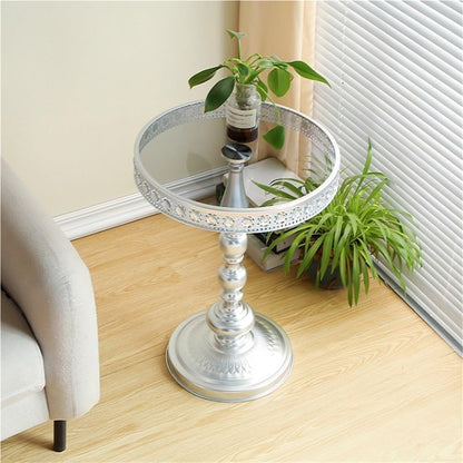 Black Round Side Table, Modern Metal Pedestal Drink Table, Metal Small End Table, Vintage Coffee Drink Cocktail Table, Accent Table for Small Spaces, Nightstand(Black)