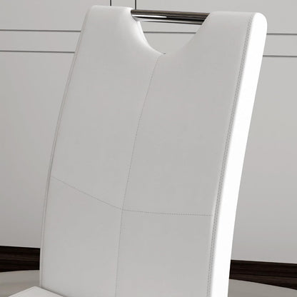 Off-White Dining Chairs Set of 4, Modern High Back with Faux Leather Padded Kitchen Chair for Dining Room, Kitchen (4, White with Silver Hoop Leg)