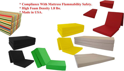 D&D Futon Furniture Trifold Foam Beds, Floor Tri-Fold Bed, Foldable Shikibuton Mattress Cushion Topper Mat for Space Saving Sleepover 3x27x75 in, Royal Blue