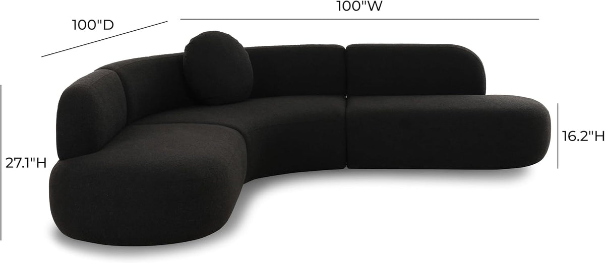Tov Furniture Broohah Black Boucle Sectional