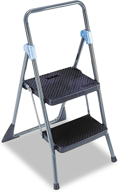 Cosco Commercial 2-Step Folding Stool, 300 lb Capacity, 20.5 x 24.75 x 39.5, Gray