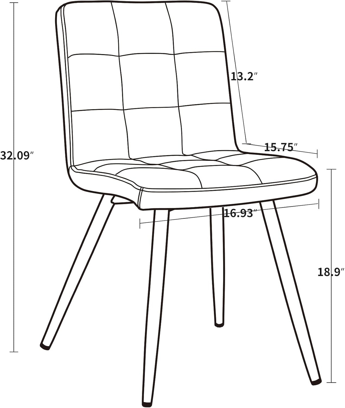 DUHOME Fabric Dining Chairs Set of 4, Black Metal Leg Accent Chairs Grey | Soft fabric upholstered accent chairs, sturdy black metal legs, for living room kitchen vanity reception room