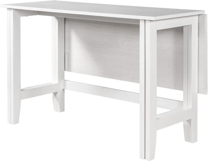 GDFStudio Marford 47" Extendable Dining Table, Modern Rectangular Kitchen Dinner Table for 4 with Drop Leaf, Wooden Dining Furniture for Kitchen Office Conference Room, Console Dining Table, White