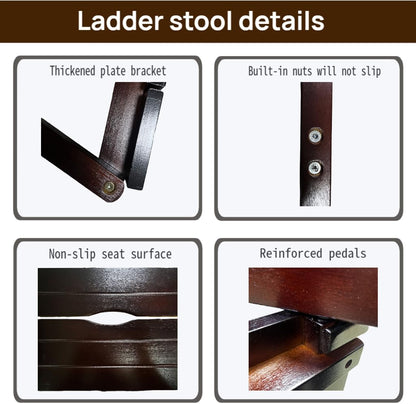 3 Step Stool Wooden Folding Ladder Chair Thickened Library Stair Chair Portable Light Garden Tool Ladder Maximum Load 337bl