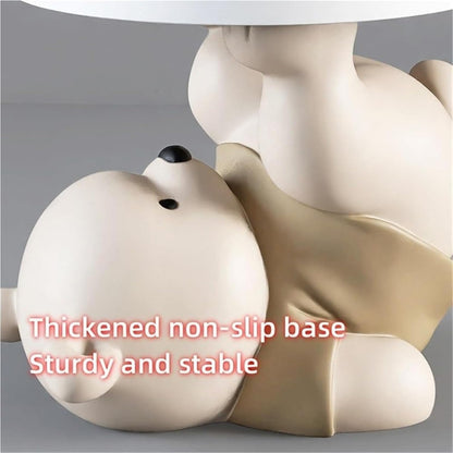 Bear Statue End Table, Round Side Table, Resin Sculpture Bedside Table, Small Space Saving Nightstand Couch Corner Stand Bedroom, Accent Table for Living Room(Gold)