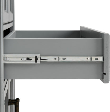 Maykoosh Pantry Cabinet Set, 2 Piece Storage Organizer, Distressed Gray, Metal Hardware