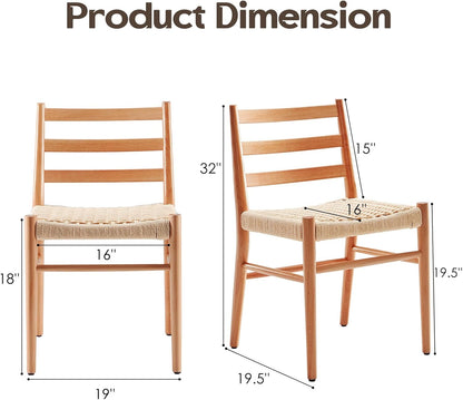 STARY Dining Chairs Set of 4, Woven Rope Seat with Sturdy Metal Frame, Mid Century Modern Dining Room Chairs for Kitchen, Living Room, Restaurant