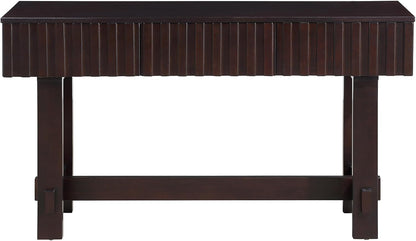 Knocbel Fluted Console Table with 3 Storage Drawers, Farmhouse Mid Century Sofa Table with Solid Wood Legs for Entryway Living Room, 52" W x 15" D x 30" H, Espresso