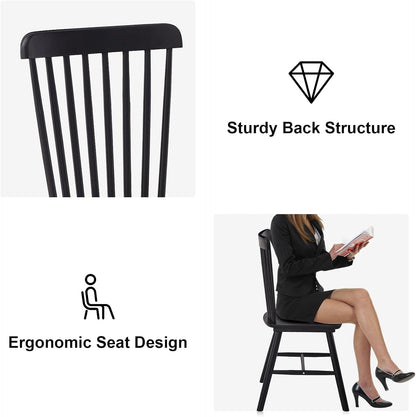 Dining Chairs Set of 4, Windsor Dining Chairs, Spindle Back Wooden Chair for Kitchen and Dining Room, Dining Room Chairs, Windsor Chairs Set (Black)