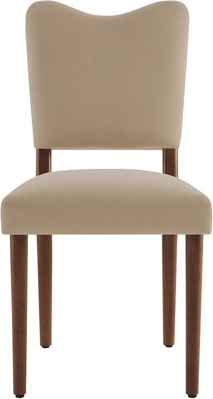 KISLOT Upholstered Dining Chairs Set of 4, Modern Velvet Kitchen Chairs with Solid Wood Legs, High Back Wooden Dining Room Chairs with Dark Walnut Color Legs for Farmhouse Kitchen Dining Room, Brown