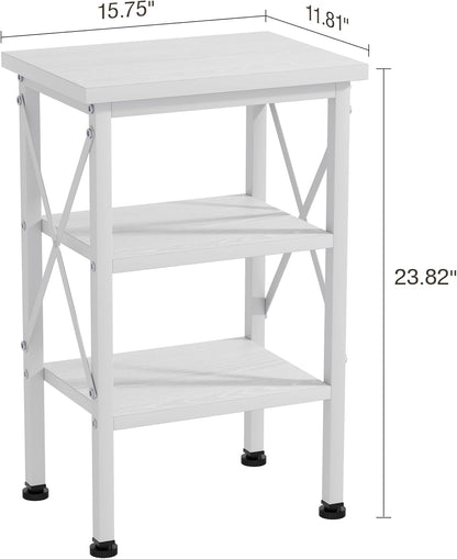 VECELO End Side Table Night Stand Set of 2,X-Design with Storage Shelf for Bedroom,Living Room,White