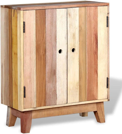 Retro Solid Reclaimed Wood Sideboard with Ample Storage, Handmade Craftsmanship and Durable Lacquered Finish in Warm Brown and Beige Tones for Living Room Dining Room Bedroom