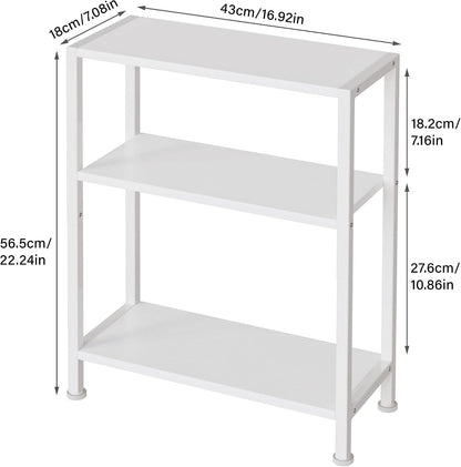 3-Tier Side Table Set of 2, Small End Table, Sofa Side Table for Narrow Spaces, Slim End Table, Nightstand Table, for Living Room Bedroom Office, White
