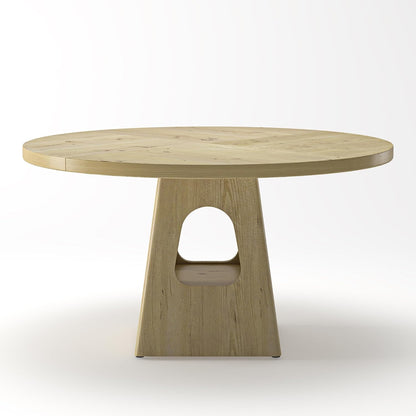 47.24 Inch Round Dining Table for 4-6 Kitchen Dining Table with Storage Shelf Wooden Pedestal Base Space Saving Design for Kitchen Dining Room Apartment Natural Farmhouse Style Only Table