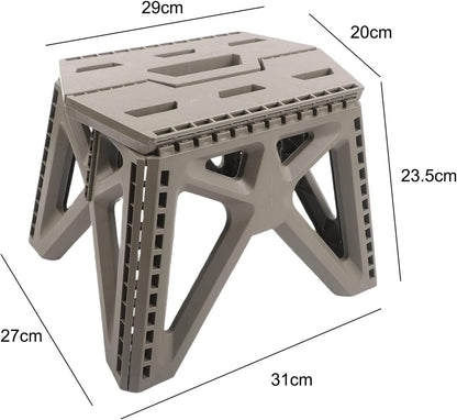 Folding Stool, Sturdy Plastic Construction with 260lbs Capacity, Portable Seat with Handle for Camping, Fishing, Office and Home Use(Grey)