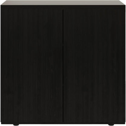 Rophefx Fluted Sideboard Cabinet, Buffet Cabinet with Storage, Credenza Storage Cabinets with Adjustable Shelf, Wood Entryway Cabinets with Pop-up Doors for Living Room, Entryway, Hallway, Black