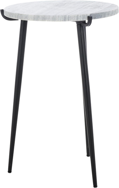 SAFAVIEH Home Collection - Hesse Side Table, Round Grey Marble Top with Black Metal Legs, Fully Assembled (ACC3732A)