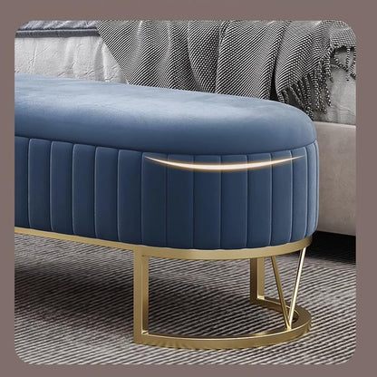 Modern Storage Bench Upholstered Bedside Stool with Metal Legs Modern for Living Room Entryway Entryway(Pink,Small)