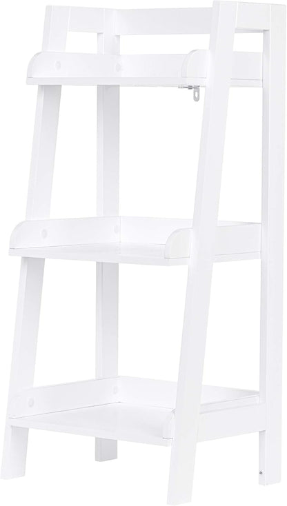UTEX 3-Tier Ladder Shelf, Bathroom Shelf Freestanding, 3-Shelf Spacesaver Open Wood Shelving Unit, Ladder Shelf (White)