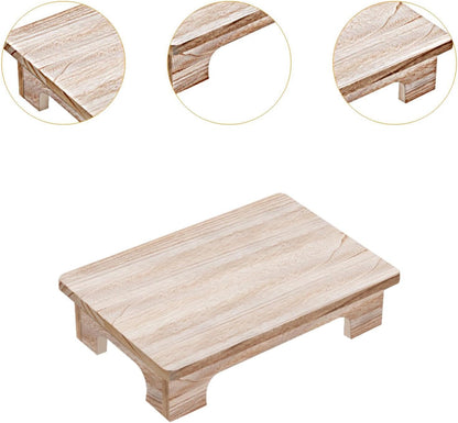 Wood Low Coffee Table Functional Stool for Meditation and Relaxation, Wood Color, 40x28x10cm