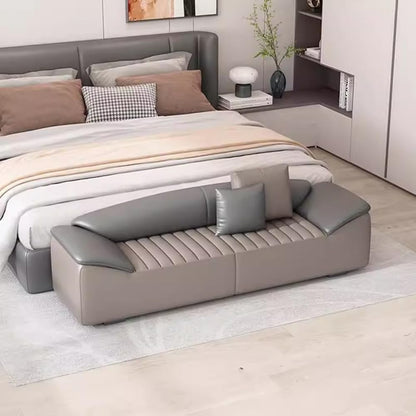 Modern Bed End Stool for Bedroom Living Room Bedside Long Bench Cloakroom Sofa Minimalist Couch Entryway(Khaki,Medium)