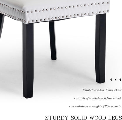 Dining Table and Dining Chair Set 23.6" Black Round Table&2 Leather Upholstered Wooden Legs Chairs for Kitchen Dining Room Small Space 3 Piece Dining Table and Chair Set(Black&White)