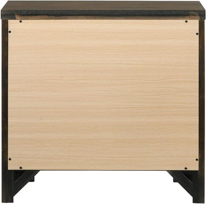 Oak Finish Nightstand 1pc Contemporary Two-Drawers Nightstand Bed Side Cabinet Furniture,for Small Spaces