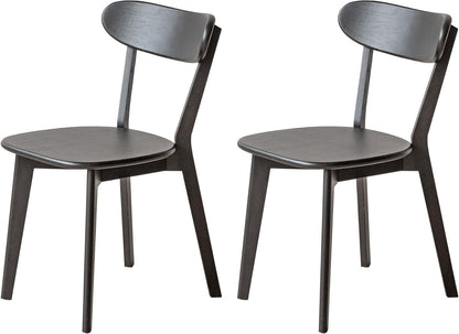 YESWOOD Oak Dining Chairs Set of 2, 100% Solid Wood Kitchen Chairs with Curved Backrest, Mid Century Modern & Farmhouse Side Chairs for Dining Room, Living Room, Study, Black