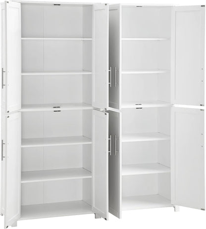 Crosley Furniture Savannah 2-Piece Pantry Storage Cabinet Set with Shelves, Kitchen, Dining, or Laundry Room, White