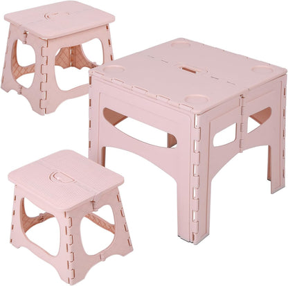 Toddler Table and Chair Set, Kids Foldable Furniture for Playroom, Portable Picnic Dining Station, Homeschool Learning Center, Lightweight Camping Gear, Preschool Study Desk [Object Object]