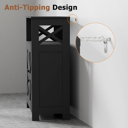 Homhedy Farmhouse Bathroom Storage Cabinet with Doors, Small Floor Cabinet