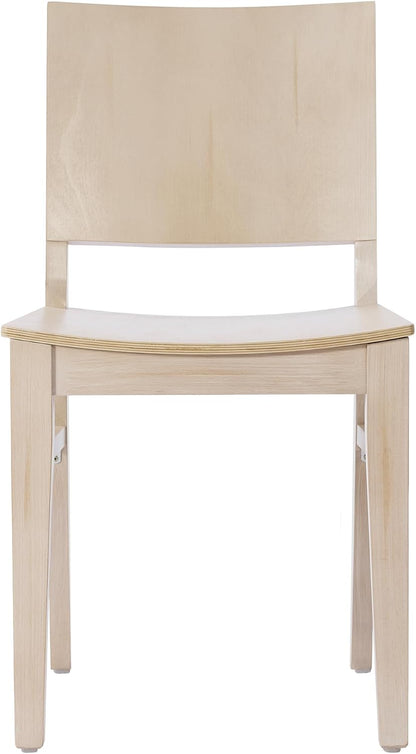 Flash Furniture Naples Commercial Solid Wood Dining Chair, Curved Backrest, Sturdy Mortise and Tenon Construction, Antique White