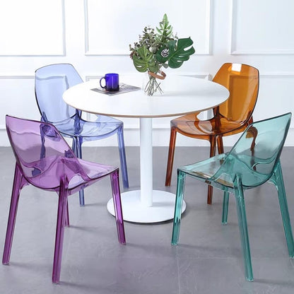 Etlegor Transparent Acrylic Dinning Chairs, Curved Backrest Kitchen Chairs Ladies Dressing Stool for Home Office, Cafe, and Wedding Events(Clear Blue)