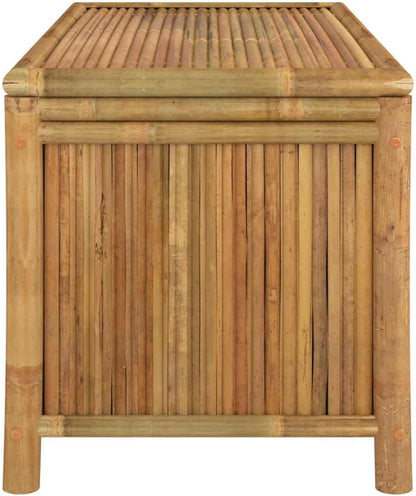 Bamboo Patio Storage Box 43.3x20.5x21.7 Inches | Durable Natural Material, Open Slats Ventilation, Indoor Outdoor Use, Storage Bench
