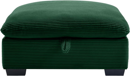 Corduroy Fabric Ottomans Footrest to Combine with 2 Seater Sofa, 3 Seater Sofa and 4 Seater Sofa, Green Corduroy