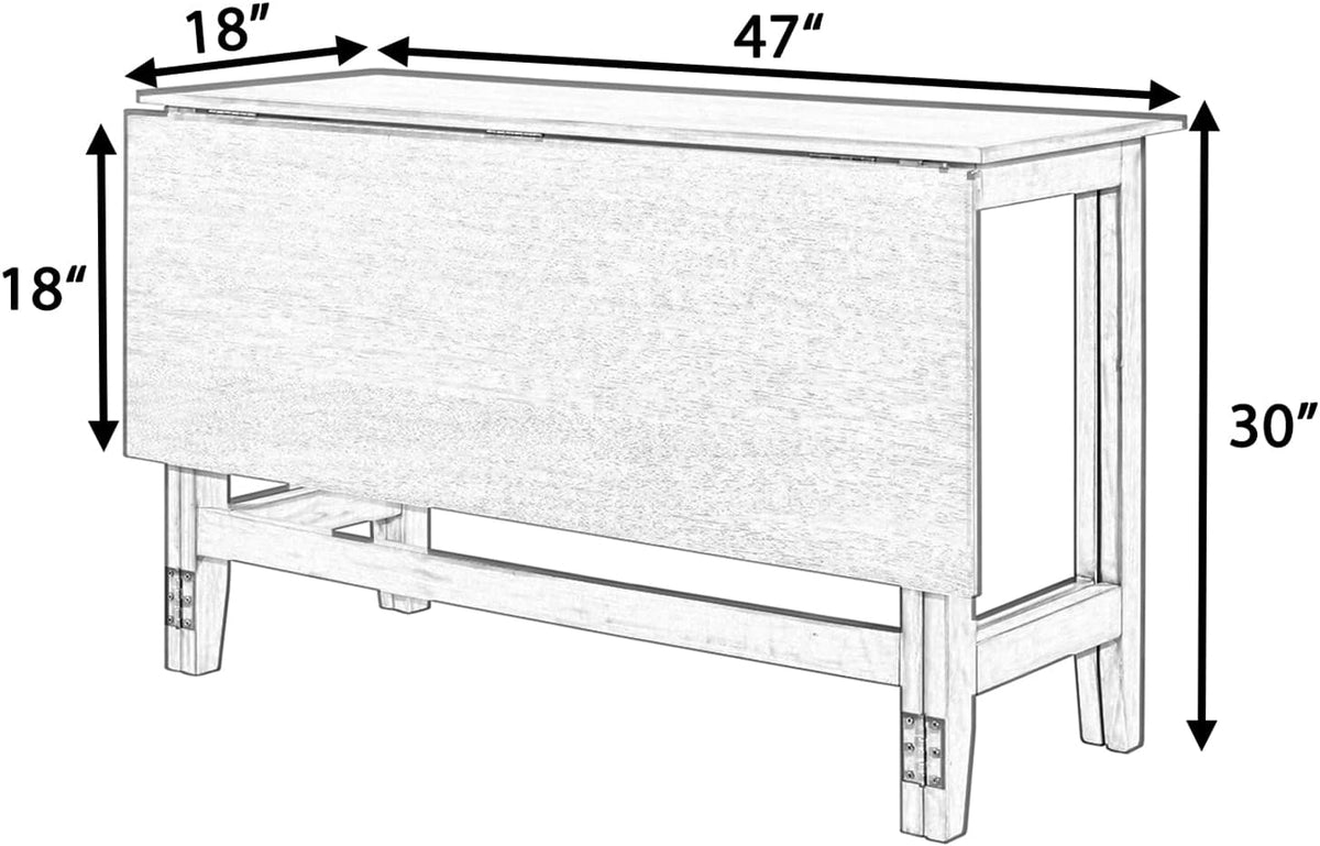 GDFStudio Marford 47" Extendable Dining Table, Modern Rectangular Kitchen Dinner Table for 4 with Drop Leaf, Wooden Dining Furniture for Kitchen Office Conference Room, Console Dining Table, White