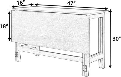 GDFStudio Marford 47" Extendable Dining Table, Modern Rectangular Kitchen Dinner Table for 4 with Drop Leaf, Wooden Dining Furniture for Kitchen Office Conference Room, Console Dining Table, White