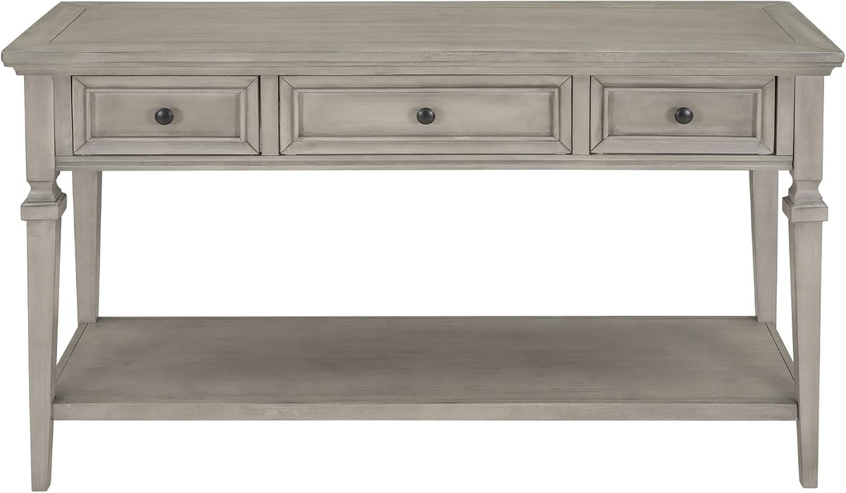 Knocbel 50" Retro Style Console Table Solid Wood Frame Sofa Table with Bottom Open Shelves and 3 Top Storage Drawers Entryway Table for Living Room, Coffee Bar, Hallway, Front Hall
