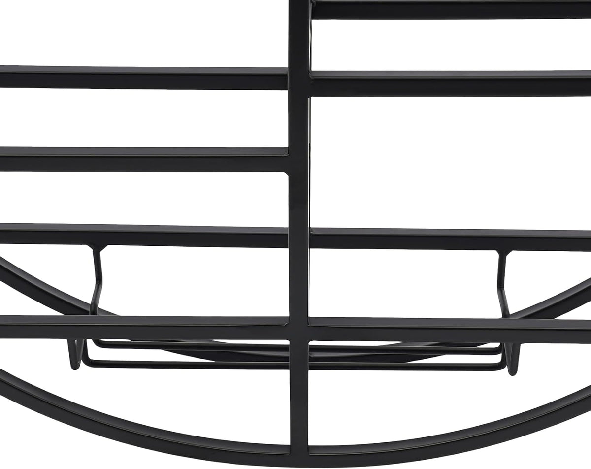 Round Wall Mounted Wine Rack with Wine Glass Shelf Goblet Holder- 23.6 Inch Floating Display Shelves Storage Organizer for 7 Bottles & 4 Glasses, for Home Bar, Kitchen, Dining Room