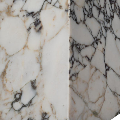 HomeRoots 20" Ivory Marble Square Block End Table