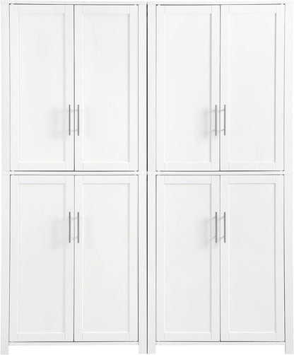 Crosley Furniture Savannah 2-Piece Pantry Storage Cabinet Set with Shelves, Kitchen, Dining, or Laundry Room, White