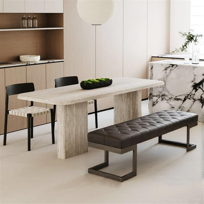 Modern Leather Bed end Stool Bedroom Dressing Room Living Shoe Changing Entryway(Small)