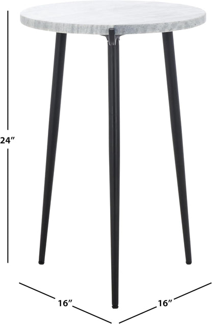 SAFAVIEH Home Collection - Hesse Side Table, Round Grey Marble Top with Black Metal Legs, Fully Assembled (ACC3732A)