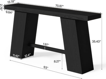 LITTLE TREE 70.8-Inch Long Black Console Table for Entryway, Narrow Modern Sofa Table for Entry, Hallway, Behind Couch, Living Room, Foyer, Entrance, Front Door