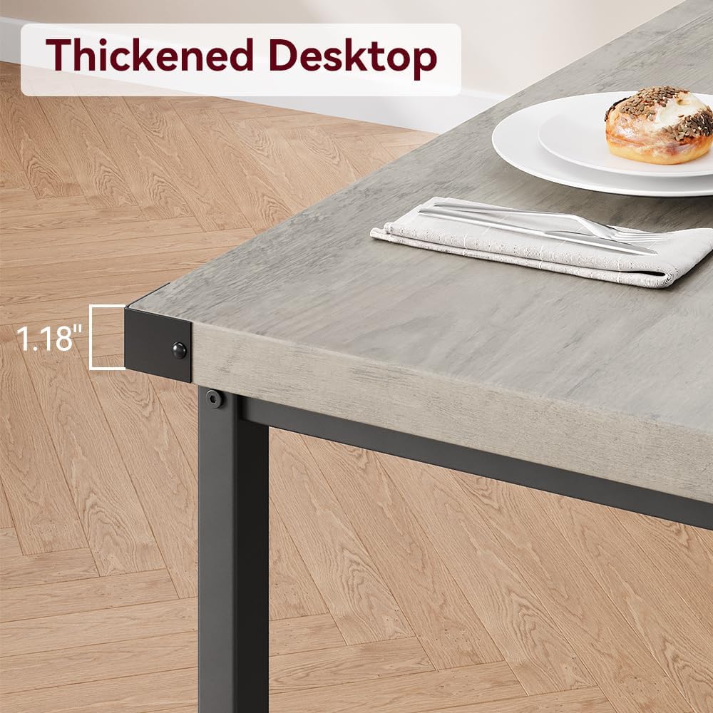 GAOMON Dining Table Set for 4, Kitchen Table with 2 Upholstered Benches, 3 Piece Dining Room Table Set, Rectangular Space Saving Kitchen Table Set for Apartment, Studio, Home, Rustic Gray