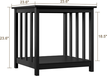 Treocho Large End Tables Living Room Set of 2 with Storage Shelf